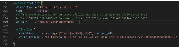 Modificación de AMI Default